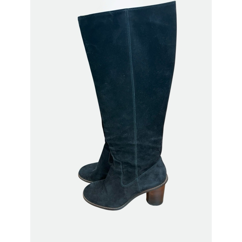 Coach Black Suede Knee High Boots Womens 9B Block Heel Tall Zip C1357 RARE‎ - Picture 5 of 13